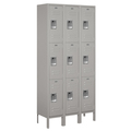 Salsbury Industries Wardrobe Locker, 36 in W, 12 in D, 78 in H, (3) Wide, (9) Openings, Gray 63362GY-U